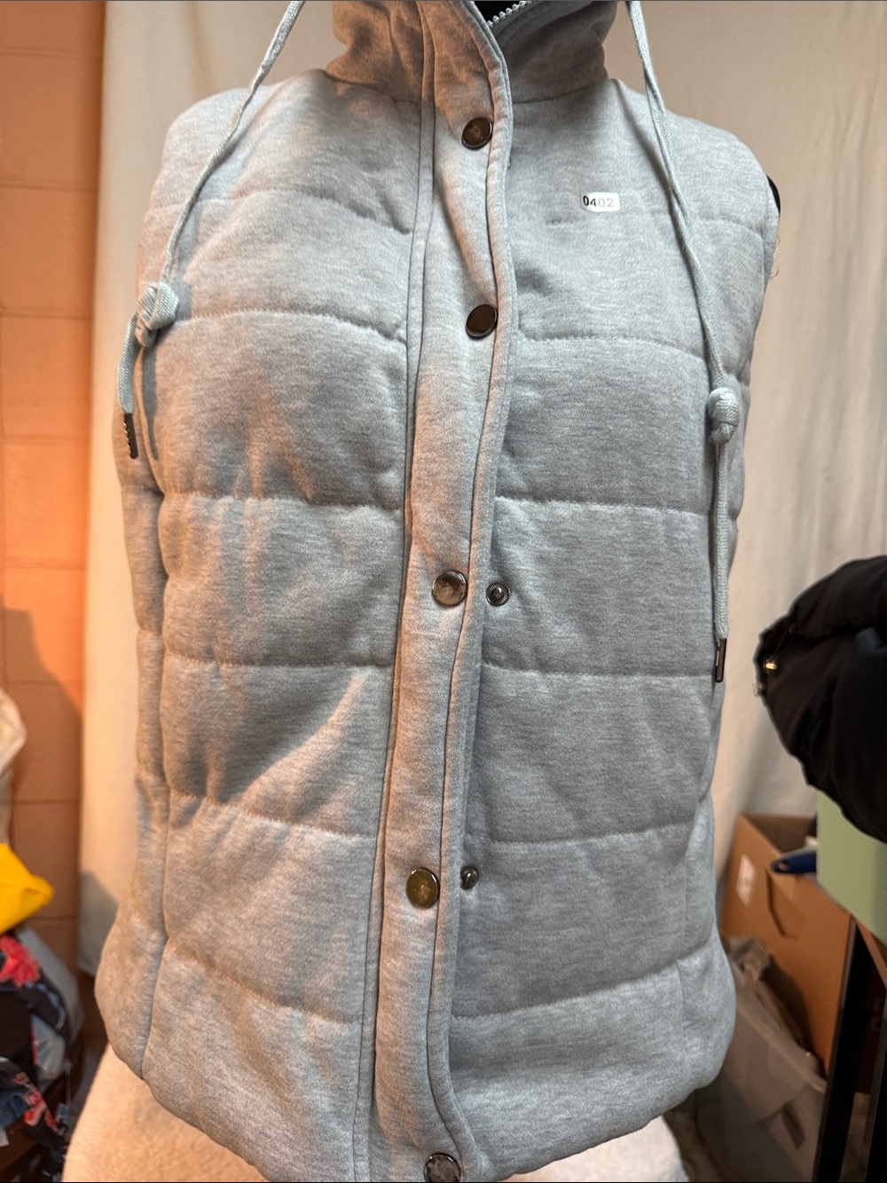 Source Unknown Heather Gray Quilted Puffer Vest with Hood